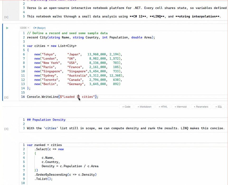 C# code execution with IntelliSense